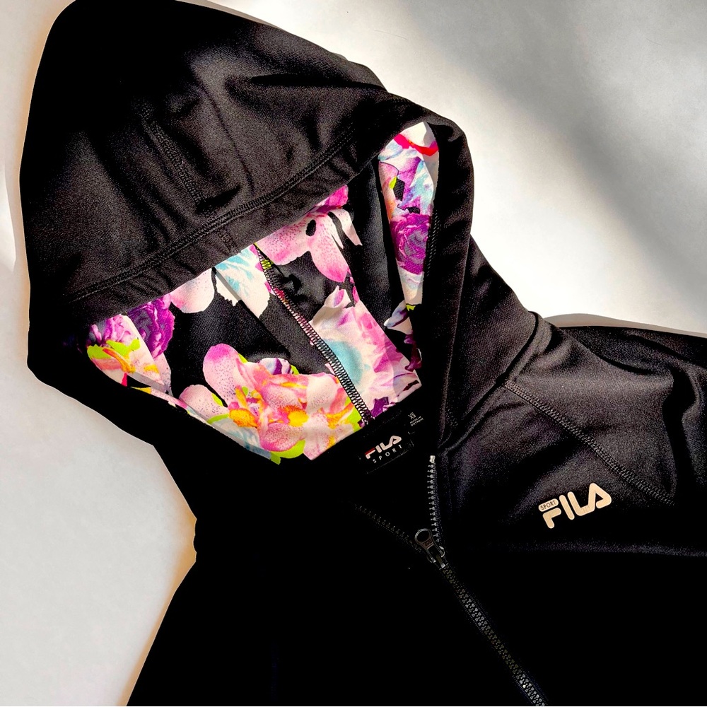 FILA Sport Black and Floral Hoodie